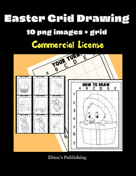 Preview of Easter Grid Drawing (10 PNG images + grid) - COMMERCIAL USE LICENSE