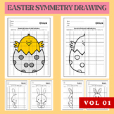 Easter Grid Symmetry Drawing and coloring Sheets VOL.1 