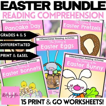 Preview of Easter Reading Comprehension Worksheet Bundle