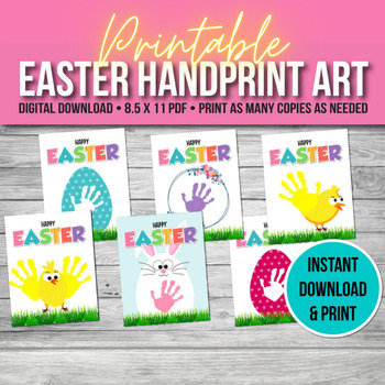 Preview of Easter Handprint Art Craft for Kids, Printable Easter Craft, Printable PDF