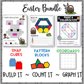 Preview of Easter Holiday Activities Bundle-Geoboards, Snap Cubes, Pattern Blocks