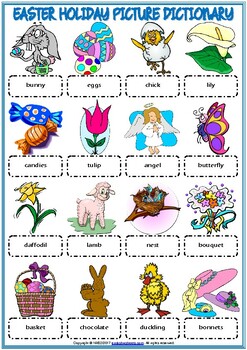 Easter Holiday ESL Picture Dictionary Worksheet For Kids by anass ...