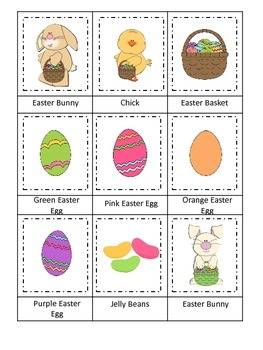 Easter Holiday themed Three Part Matching preschool printable activity.