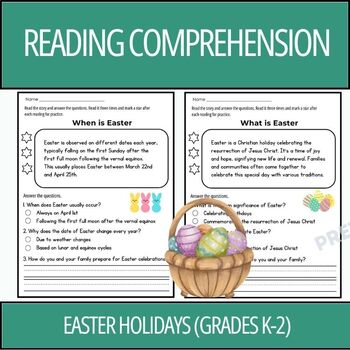 Preview of Easter Holidays Reading Comprehension Passages and Questions (Grades K-2)