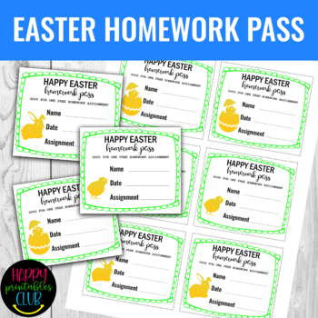 Preview of Easter Homework Pass I Printable Homework Pass for Easter