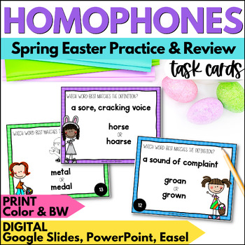 Preview of Easter Homophones Task Cards - Spring Vocabulary Practice & Review Activities