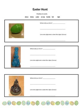 Preview of Math - Positional Words Easter Hunt