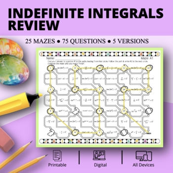 Preview of Easter: Indefinite Integrals REVIEW Maze Activity