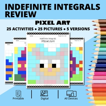 Preview of Easter: Indefinite Integrals REVIEW Pixel Art Activity