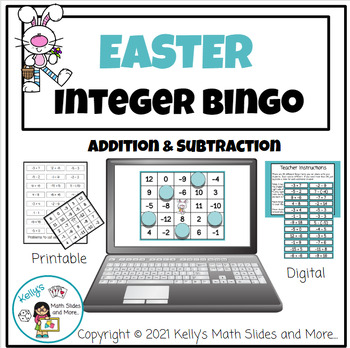 Preview of Easter Integer Bingo Game - Addition & Subtraction - Digital & Printable