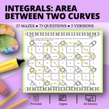 Preview of Easter: Integrals Area Between Curves Maze Activity