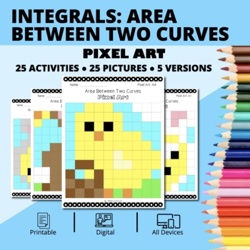 Preview of Easter: Integrals Area Between Two Curves Pixel Art Activity
