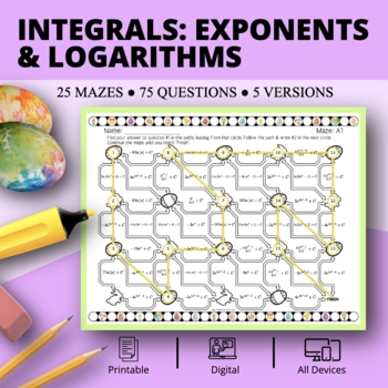Preview of Easter: Integrals Exponents & Logs Maze Activity