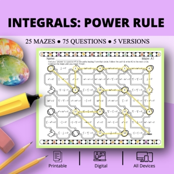 Preview of Easter: Integrals Power Rule Maze Activity