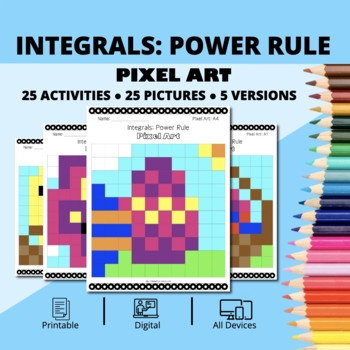 Preview of Easter: Integrals Power Rule Pixel Art Activity