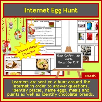 Preview of Easter Internet Egg Hunt English WebQuest Easel