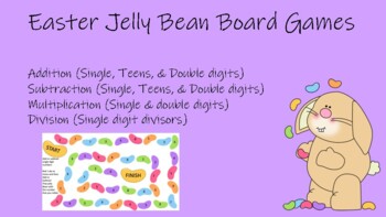 Preview of Easter Jelly Bean Board Games (Addition, Subtraction, Multiplication, &Division)