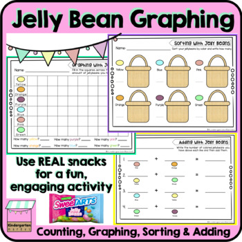 Preview of Easter Jelly Bean Counting, Graphing, Sorting, and Adding Worksheets