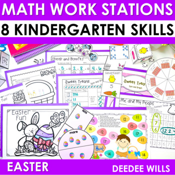 Preview of Easter Kindergarten Math Centers Stations Games Number Writing Making 10