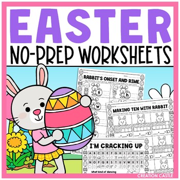 Preview of Easter Kindergarten Math and Literacy Worksheets for Spring Break Packet