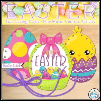 Preview of Easter Fine Motor Lacing Cards for March or April Centers Activity