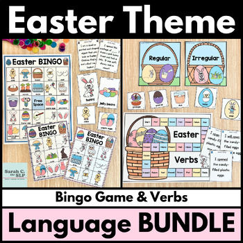 Preview of Easter Language Activities Bundle with Bingo Vocabulary Game & Verbs for Grammar