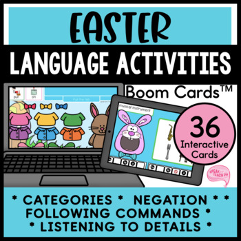 Preview of Easter Language Activities No Prep No Print Speech Therapy Boom Cards™