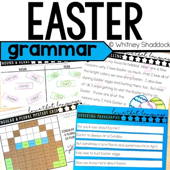Preview of Easter Grammar Practice Worksheets and Language Activities for First Grade