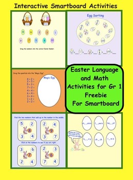 Preview of Easter Language and Math Gr 1 Freebie for Smartboard