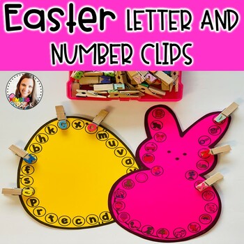Preview of Easter Letter and Number Clips-Fine Motor