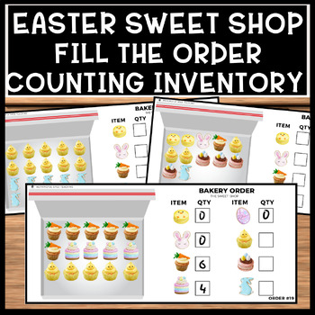Preview of Easter Life Skills Fill the Order Bakery Inventory Counting Activity
