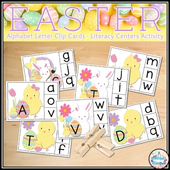 Preview of Easter Alphabet Letter Clip Cards Fine Motor Literacy Centers Activity