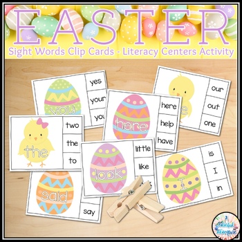 Preview of Easter Sight Word Clip Cards Fine Motor Literacy Centers Activity