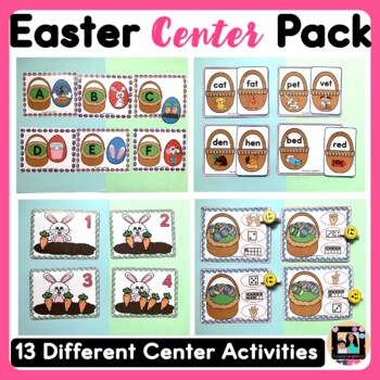 Preview of Easter Literacy & Math Centers for Pre-K & Kindergarten 