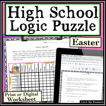 Preview of Easter Logic Puzzle | Math Brain Teaser for Teens in Print or Digital Worksheets