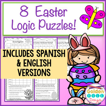 Preview of Enrichment Easter Logic Puzzles Critical Thinking Spanish Version Included