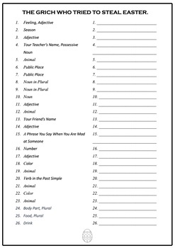 Easter Mad Libs. No preparation required. by OhMyWorksheets