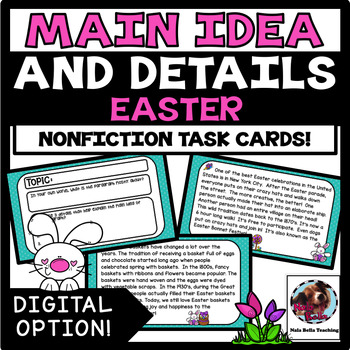 Preview of Easter Main Idea and Details Task Cards Google Slides Ready