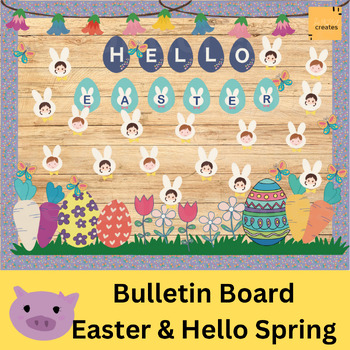 Preview of Easter -March & April Bulletin Board - Spring Easter Craft Bulletin Board Kit