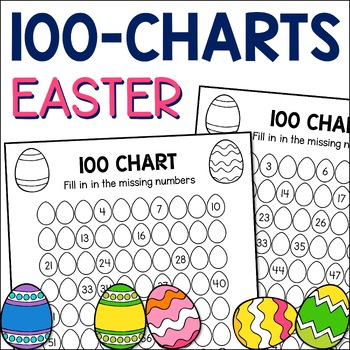 Preview of Easter 100s Chart Missing Numbers Worksheets, Fill In The Missing Numbers To 100