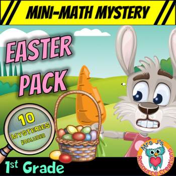 Preview of Easter Math 1st Grade Mini Math Mystery Worksheets -- Pack of TEN Mini Mysteries