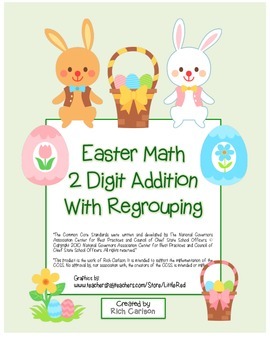 Preview of “Easter Math” 2 Digit Addition With Regrouping - Common Core - Math Fun! (color)