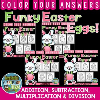 Preview of Easter Color By Number Addition Subtraction Multiplication Division Bundle