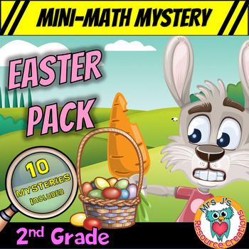 Preview of Easter Math 2nd Grade Mini Math Mystery Worksheets -- Pack of TEN Mini Mysteries
