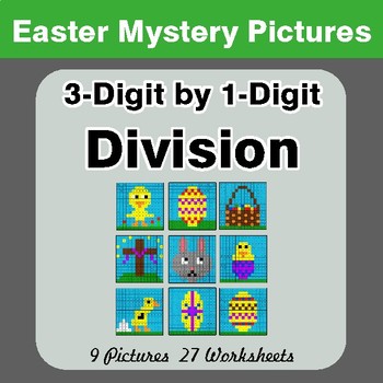 Easter Math: 3-digit by 1-digit Division - Color-By-Number Math Mystery Pictures