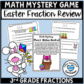 Preview of Easter Math 3rd Grade Fraction Game and Math Centers Comparing Fractions