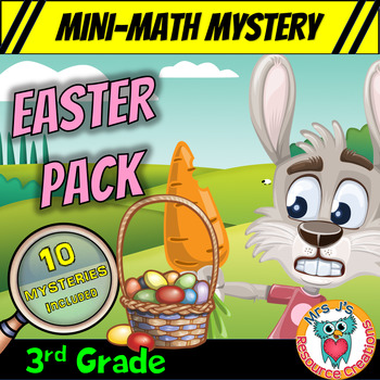 Preview of Easter Math 3rd Grade Mini Math Mystery Worksheets -- Pack of TEN Mini Mysteries