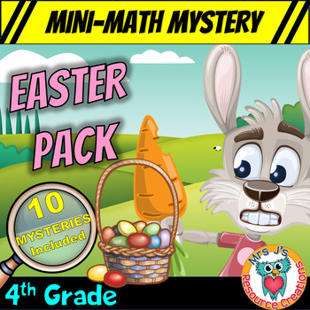 Preview of Easter Math 4th Grade Mini Math Mystery Worksheets -- Pack of TEN Mysteries