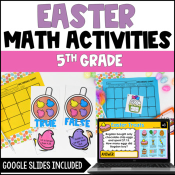 Preview of Easter Math Activities | Digital Easter Activities for 5th Grade -Secular Themes