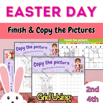 Preview of Easter Math Activities | Finish & Copy The Picture | Symmetry Grid Drawing